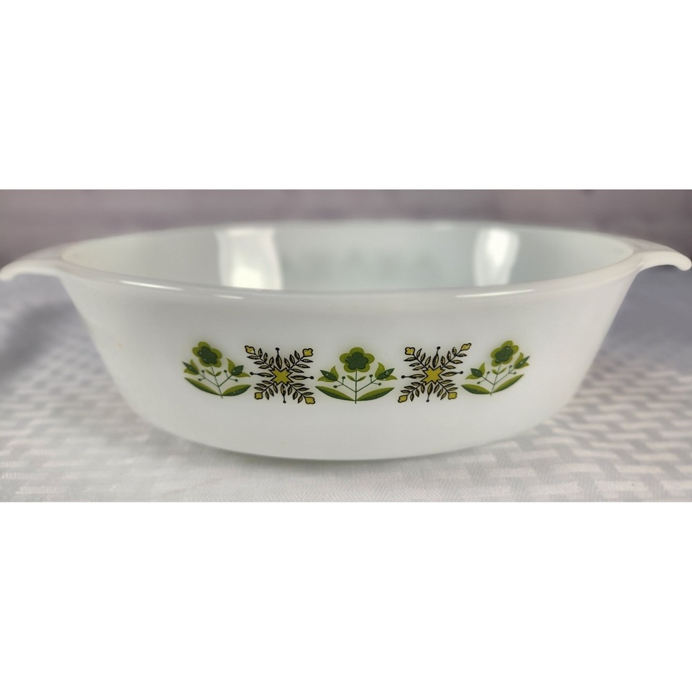 Vintage Anchor Hocking Fire King Meadow Green Glass Casserole Dish #433